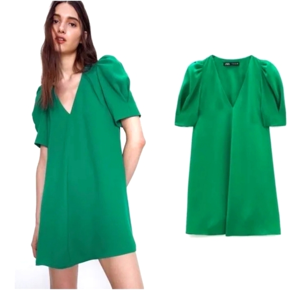 🎉SALE!!!🎉 Zara Puff Sleeve Mini Dress😍💗 - Picture 1 of 5